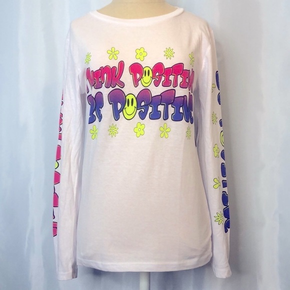 On Fire T Shirt Think Positive Graphic Size S - Picture 1 of 12